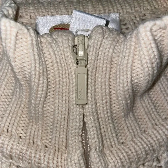 Talbots Cable Knit Women’s Zip up Sweater Jacket. Cream Sz Medium 100% Cotton - Picture 4 of 8